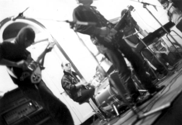 The Black Assassins on stage at Baroona Hall, Caxton Street, Brisbane, 14 May 1982